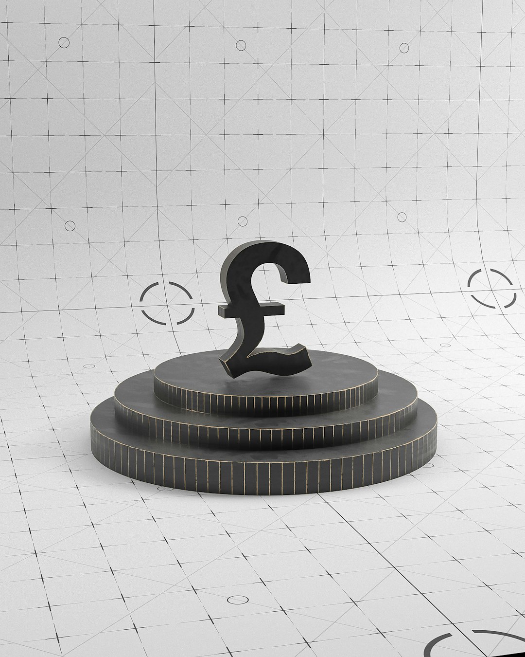 Metal podium with quid symbol cgi graphics